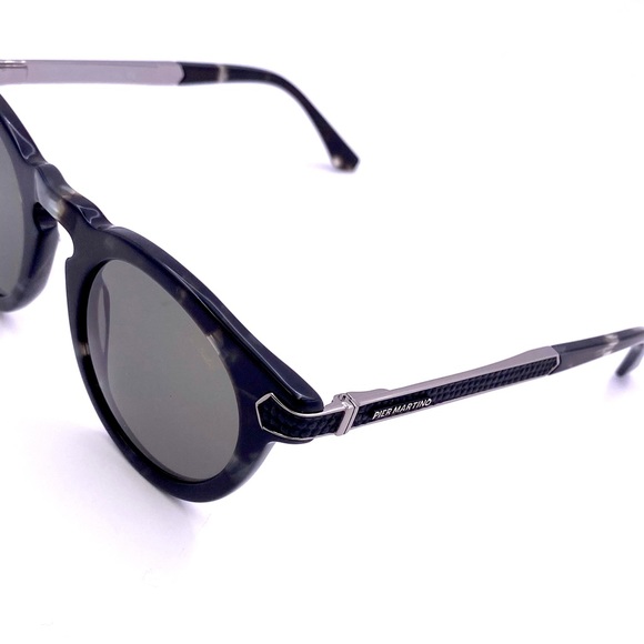 Pier Martino Sunglasses Black Marble Acetate & Leather Temples #8321-6 New HTF - Picture 10 of 14